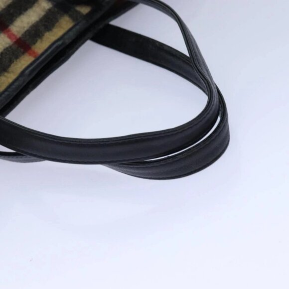 BURBERRY Nova Check Blue Label Shoulder Bag Wool Beige Silver Auth - Picture 7 of 16